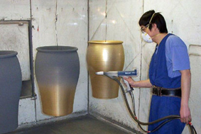 Powder coating pots